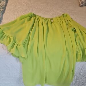Lime Green Off-Shoulder Ruffle Top
